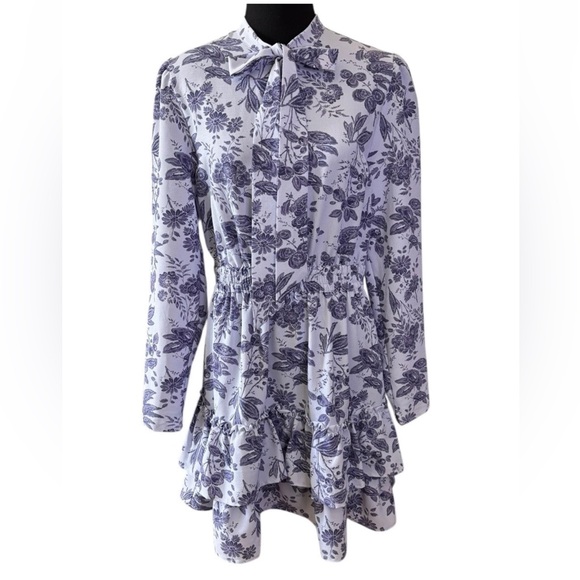 Hill House Home Talia Dress in Lilac Tonal Crepe Medium M Purple Floral Tie - Picture 2 of 7